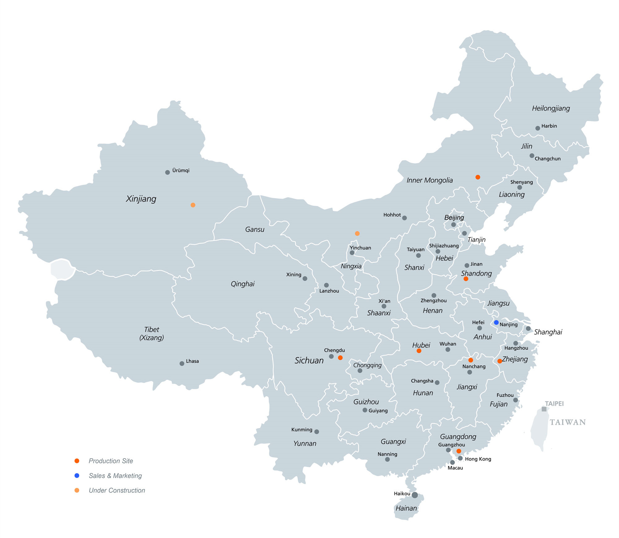 Custom Silicone Manufacturer Sales Map
